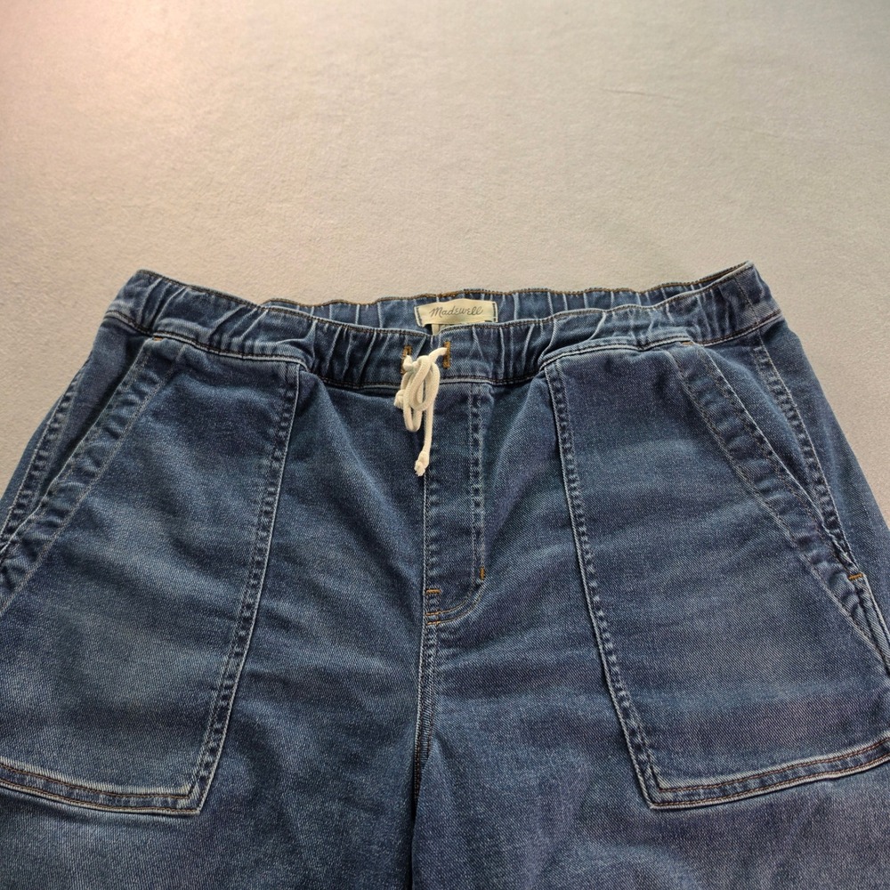 Madewell Denim Jogger Jeans Womens Large Blue Pull On Drawstring Patch Pockets - Picture 4 of 8